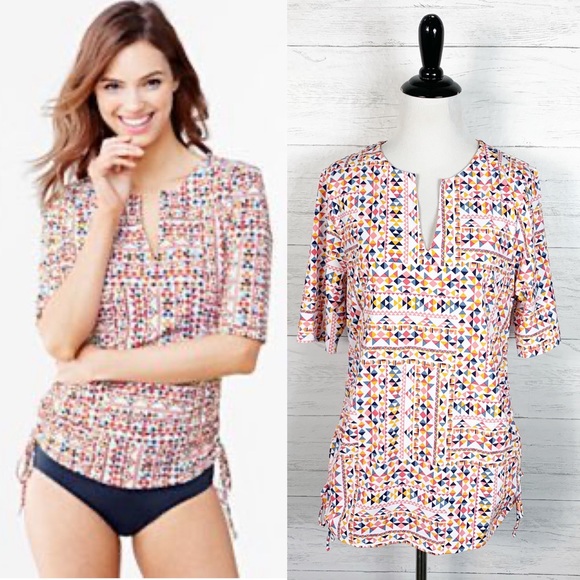 Lands' End Other - Lands' End • Geo Print Swim Tunic Rash Guard M